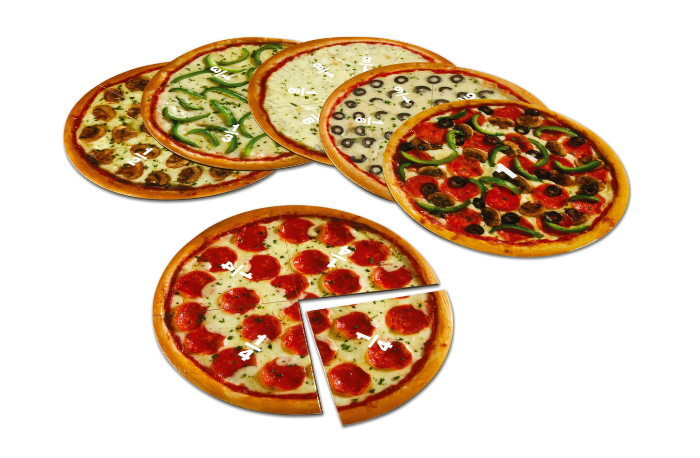 Learning Resources Magnetic Pizza Fractions, Hands-On Fraction Learning Tool, Includes Whole, Halves, Thirds, Quarters, Sixth and Eighth Fractions, Ideal for Demonstrations, Includes Activity Guide, For Ages 6+