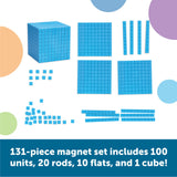 Learning Resources Giant Magnetic Base Ten Set, Classroom Demonstration Kit for Teaching Place Value, Fractions, and Decimals, 131-Piece Maths Manipulative Set