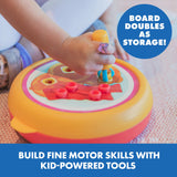 Learning Resources Design and Drill Creative Café, Fine Motor STEM Toy with Rivet Popper and Activity Cards, Portable Playset for Ages 3 Plus