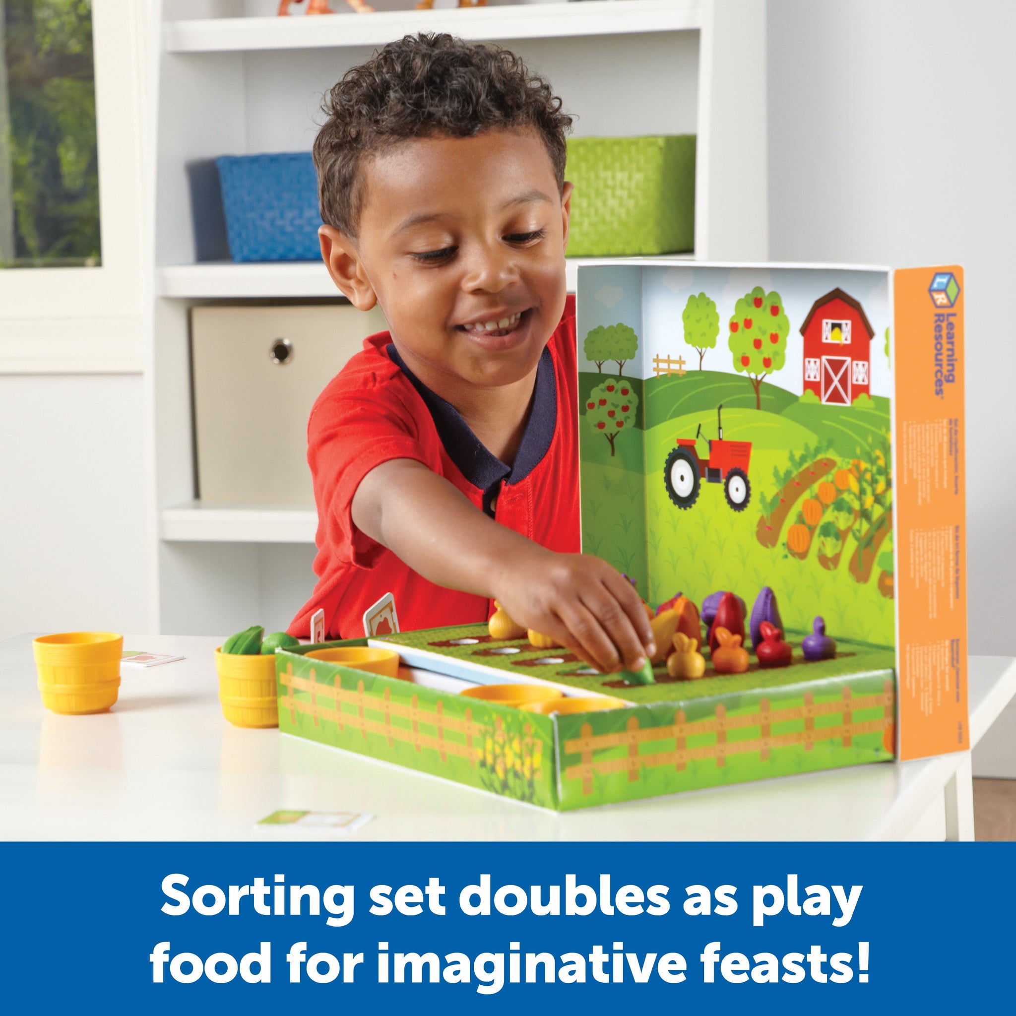 Learning Resources Veggie Farm Sorting Set, Hands-On Early Maths Activity for Counting, Sorting, and Colour Recognition, Ages 3+