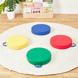 SoftScape Round Floor Cushions 15 Inch 6 Piece Set, Kids Flexible Seating with Handles and Non Slip Base, Foam Classroom and Playroom Floor Pillows, Ages 2+