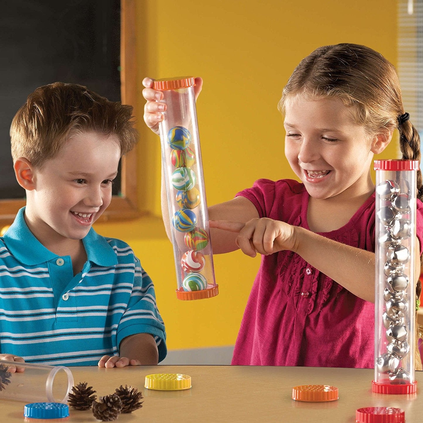 Learning Resources Primary Science Sensory Tubes, Sensory Exploration and Early Scientific Discovery, Set of 4 with Solid and Vented Lids, Ages 2+