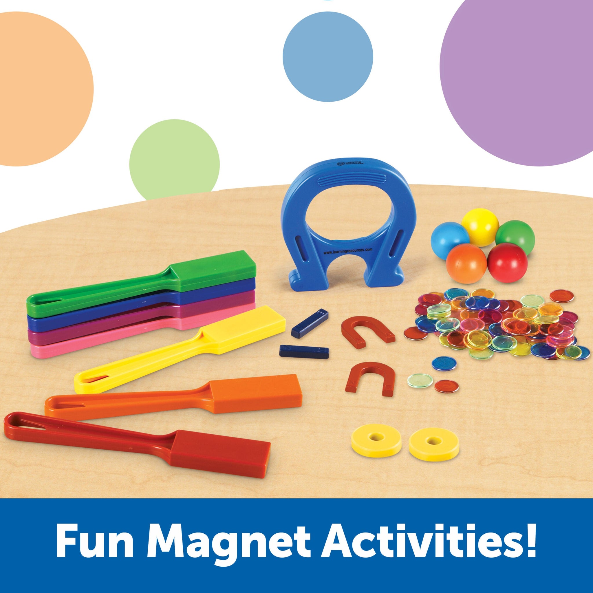 Learning Resources Super Magnet Classroom Lab Kit, 224-Piece Set for Exploring Magnetic Properties, Includes Magnetic Chips, Marbles, Magnets, Wands, and Activity Guide, Ages 5+
