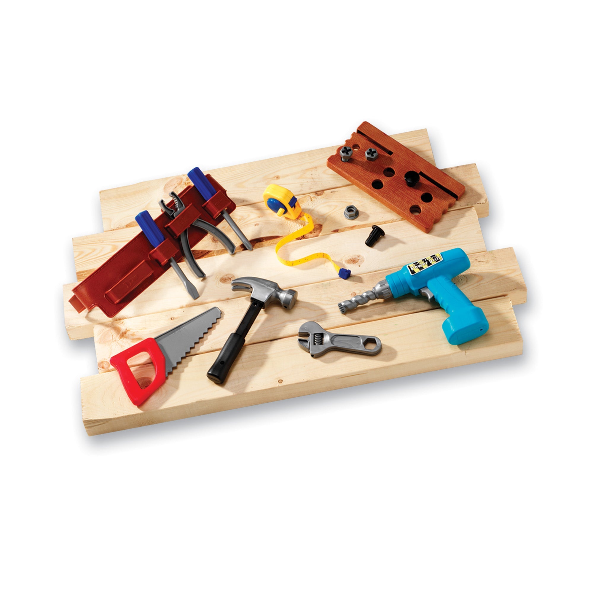 Learning Resources Pretend & Play Work Belt Tool Set, Kids Tool Kit with Battery-Powered Drill and Carry Case, Imaginative Role Play for Ages 3+