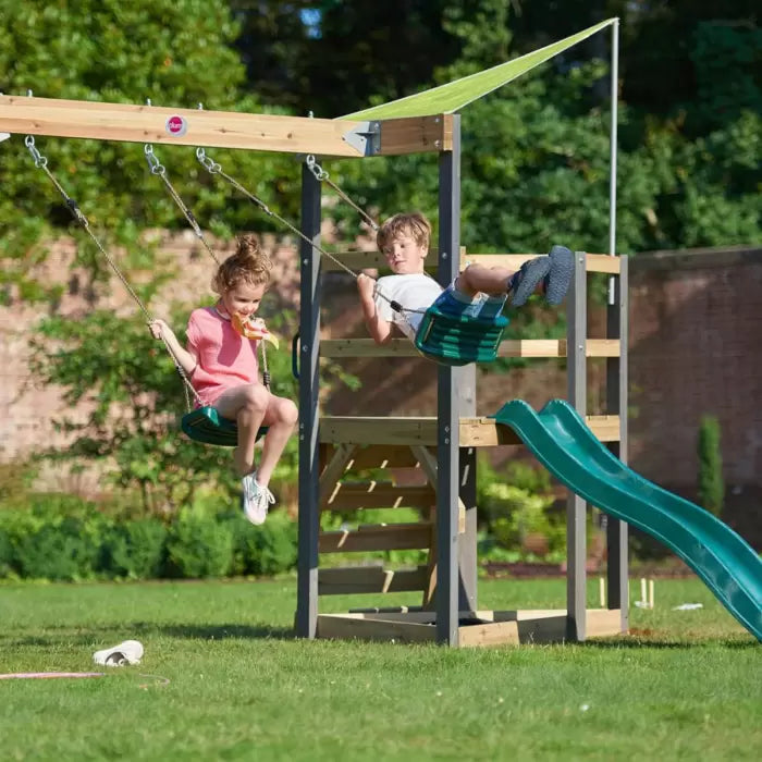 Plum Barbary Wooden Playcentre with Swing and Slide Outdoor Playground Backyward Toy with 50kg Weight Capacity per Seat, Suitable for Children both Boys and Girls Aged 3 years and Above