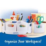 Learning Resources Create-a-Space Storage Centre, White, Rotating Desk Organizer with 8 Removable Containers, Classroom and Home Office Storage Solution