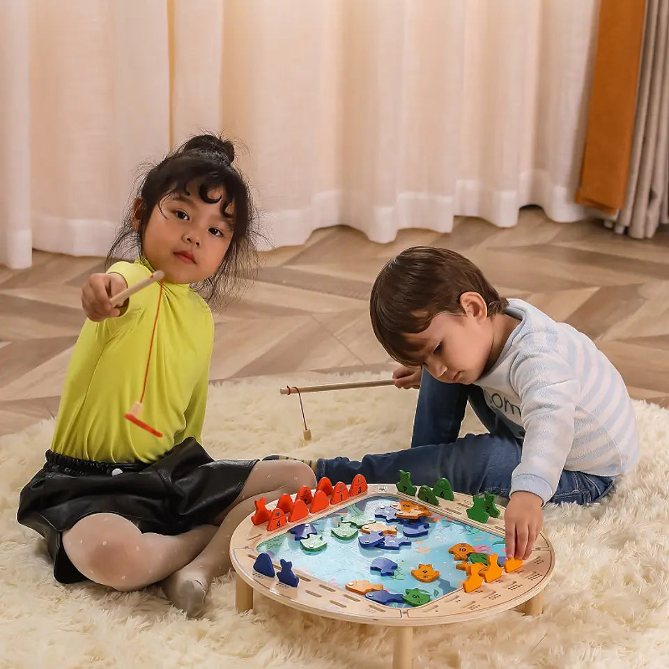 Viga Magnetic Wooden Fishing Game, Montessori Educational Toy, Develops Hand-Eye Coordination, Number Recognition & Motor Skills, Eco-Friendly & Non-Toxic, for Boys & Girls Ages 2+