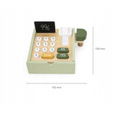 PolarB Wooden Cash Register Toy for Kids, Pretend Play Checkout Set with Scanner, Credit Card, Coins, and Receipt Roll, Educational Role Play Toy for Ages 3 and Up