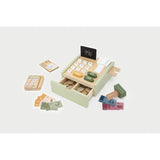 PolarB Wooden Cash Register Toy for Kids, Pretend Play Checkout Set with Scanner, Credit Card, Coins, and Receipt Roll, Educational Role Play Toy for Ages 3 and Up