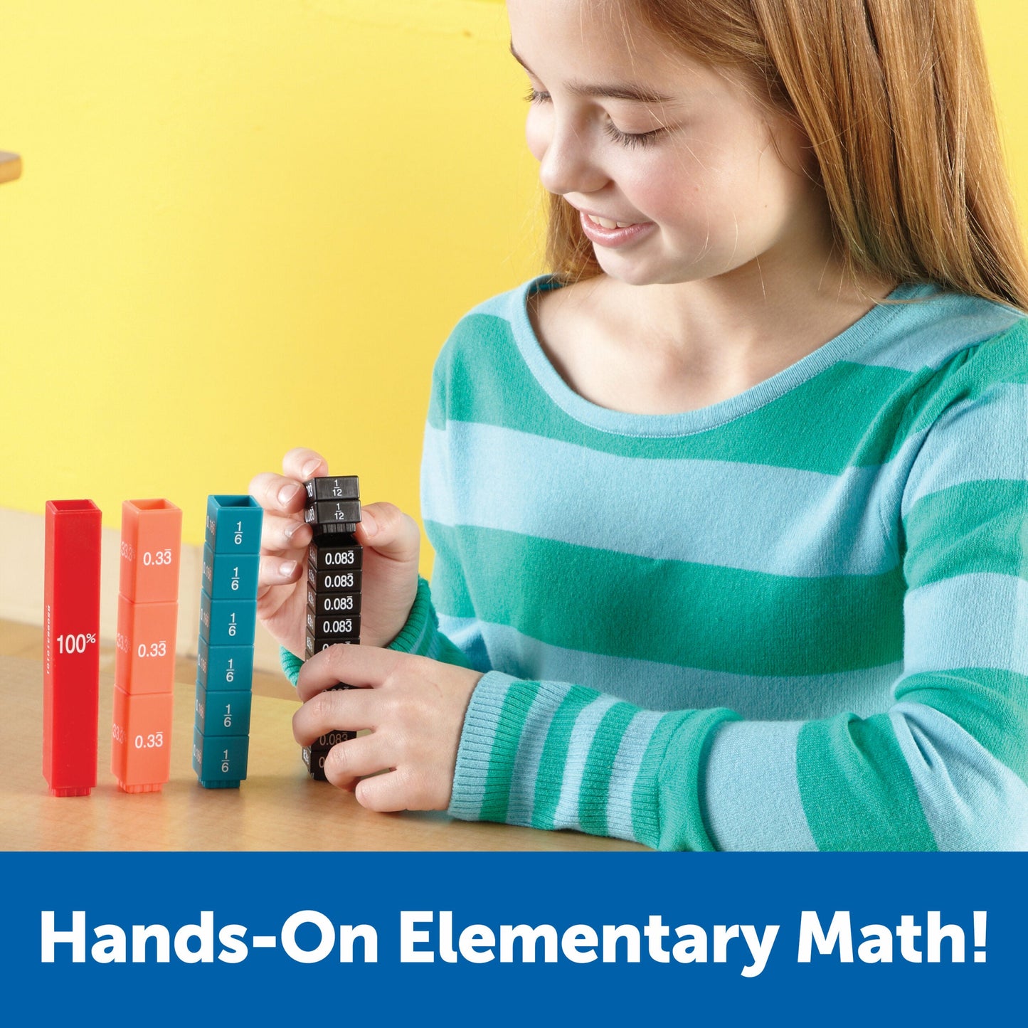 Learning Resources Fraction Tower Equivalency Cubes, Colour-Coded Maths Manipulative Set, 51 Interlocking Pieces for Visualising Fractions and Equivalencies