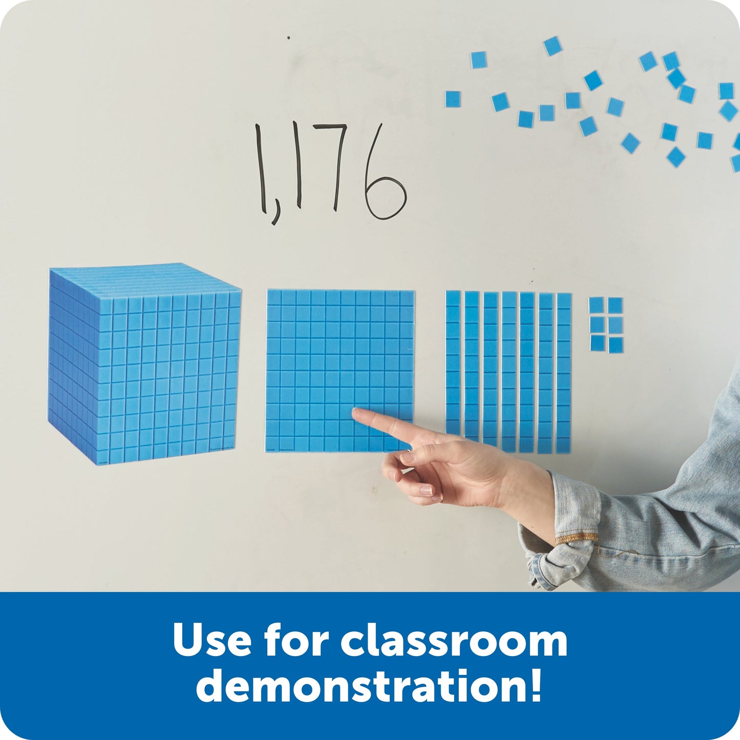 Learning Resources Giant Magnetic Base Ten Set, Classroom Demonstration Kit for Teaching Place Value, Fractions, and Decimals, 131-Piece Maths Manipulative Set