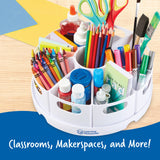 Learning Resources Create-a-Space Storage Centre, White, Rotating Desk Organizer with 8 Removable Containers, Classroom and Home Office Storage Solution
