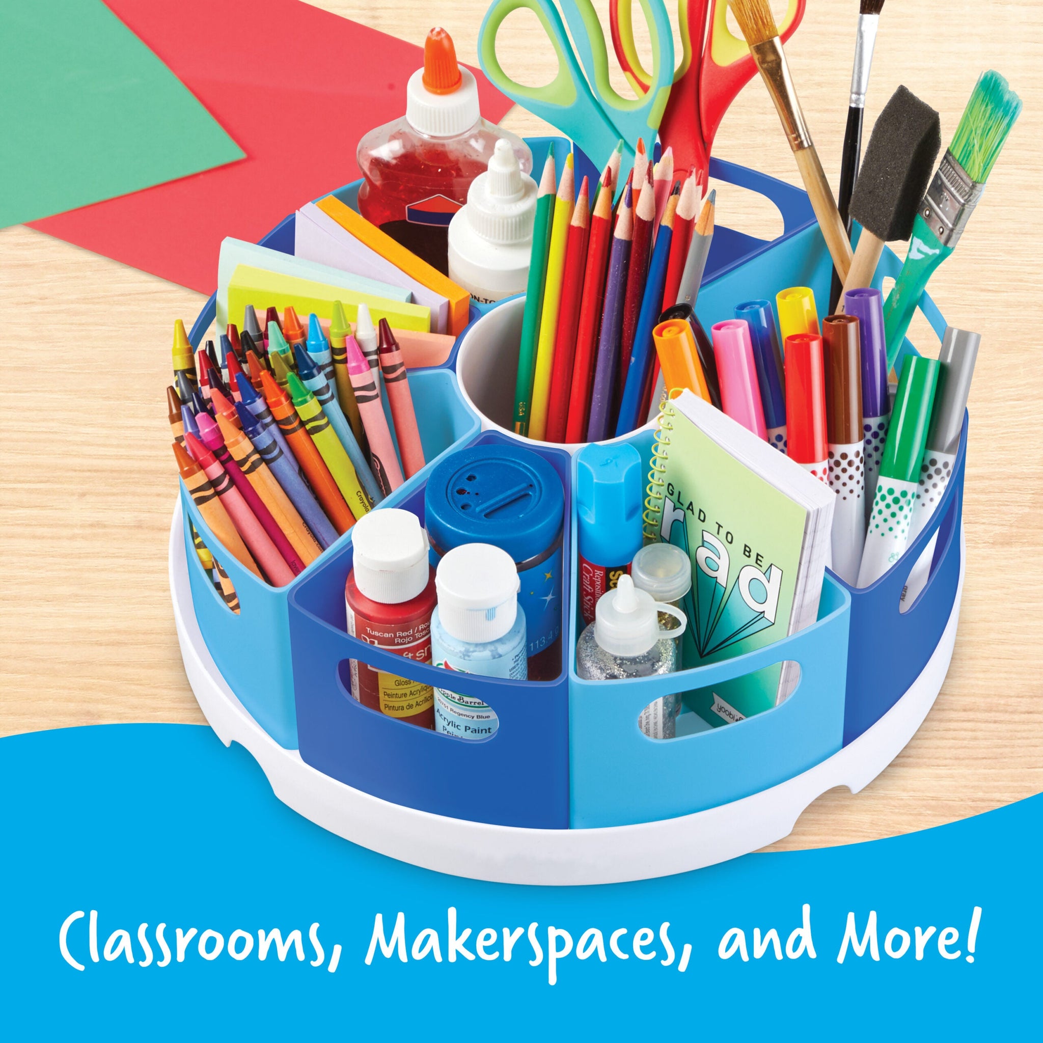 Learning Resources Create-a-Space Storage Centre, Desk Organiser with 8 Removable Containers, Classroom, Home, or Office Supplies Storage, 30cm Diameter Tray, Ages 3+