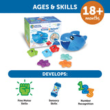 Learning Resources Steve the Scoop and Splash Shark, Water Play Toddler Toy with Fish and Starfish, Bath, Pool, and Water Table Play, Ages 18 Months Plus