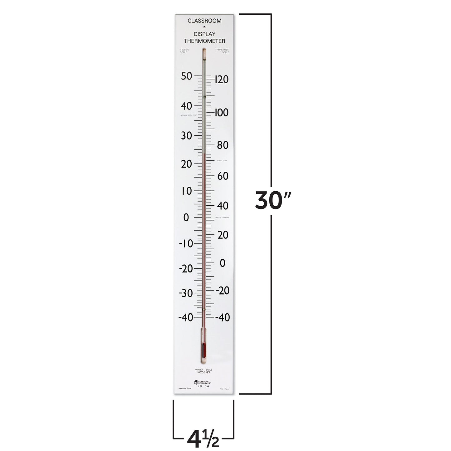 Learning Resources Giant Classroom Thermometer, 76cm Wall-Mountable Indoor/Outdoor Thermometer with Celsius & Fahrenheit Scales, Durable, Break-Resistant Design, For Kids Ages 6+