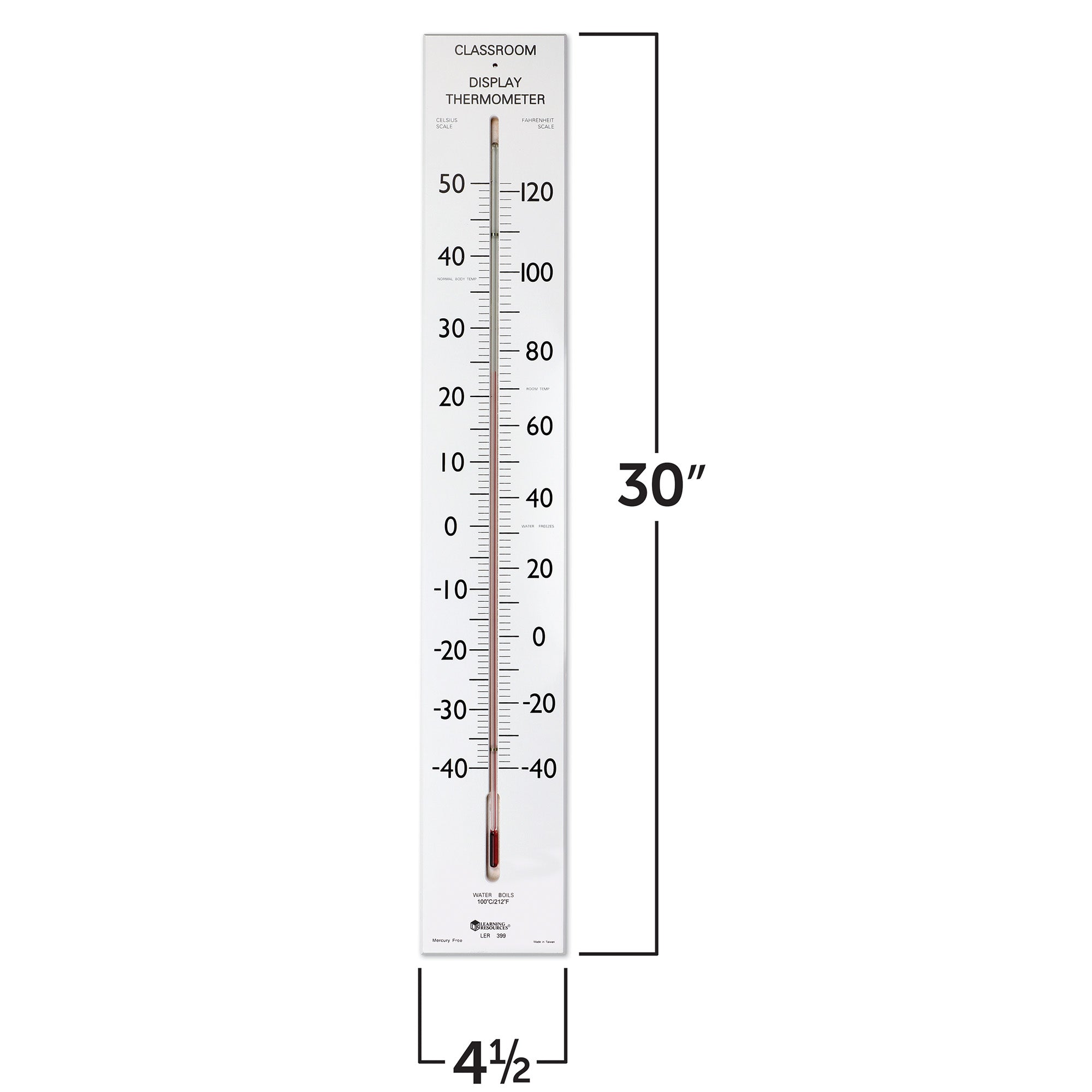 Learning Resources Giant Classroom Thermometer, 76cm Wall-Mountable Indoor/Outdoor Thermometer with Celsius & Fahrenheit Scales, Durable, Break-Resistant Design, For Kids Ages 6+
