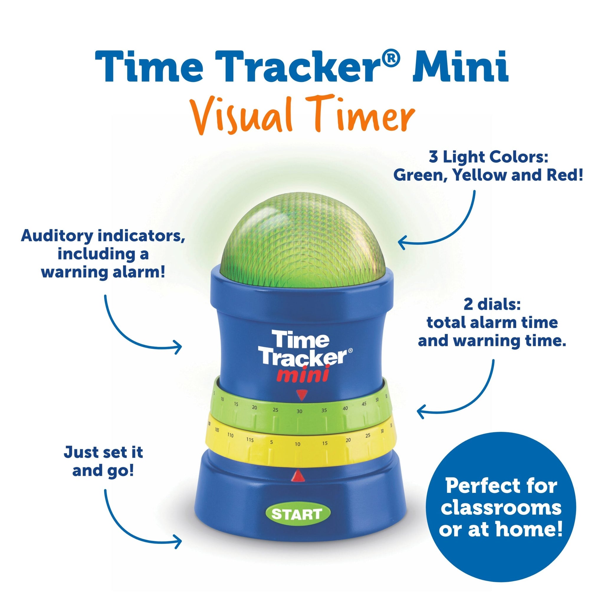 Learning Resources Time Tracker Mini, Visual and Auditory Timer for Kids with Adjustable Volume and Multiple Functions (Ages 3+)