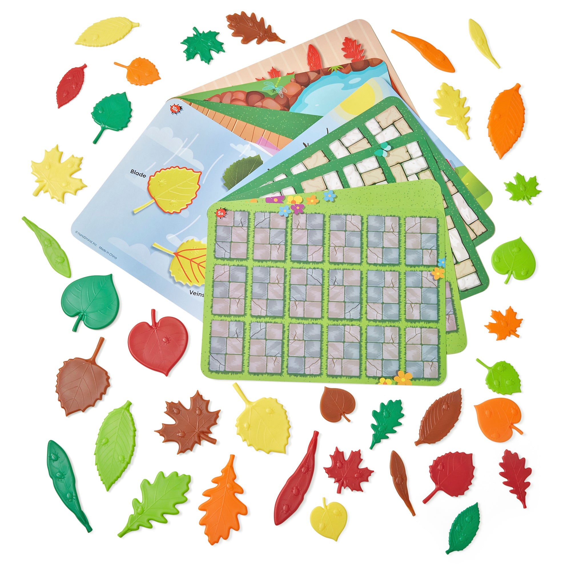 Learning Resources Sensory Leaves Math Activity Set, 36 Leaf-Shaped Counters and 10 Activity Cards, Early Math and Pattern Play, Made from 100 Percent Recycled Plastic, Ages 3+