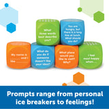 Learning Resources Let’s Talk SEL Cubes, Set of 6 Social Emotional Learning Conversation Cubes, Includes 36 Prompts for Ice Breakers, Social Skills, and Emotional Awareness, For Ages 5+