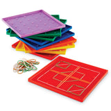 Learning Resources 5 x 5 Pin Geoboards, Set of 10 Colourful Plastic Boards with Elastic Bands, Hands-On Geometry Tools for Kids, Ages 5+