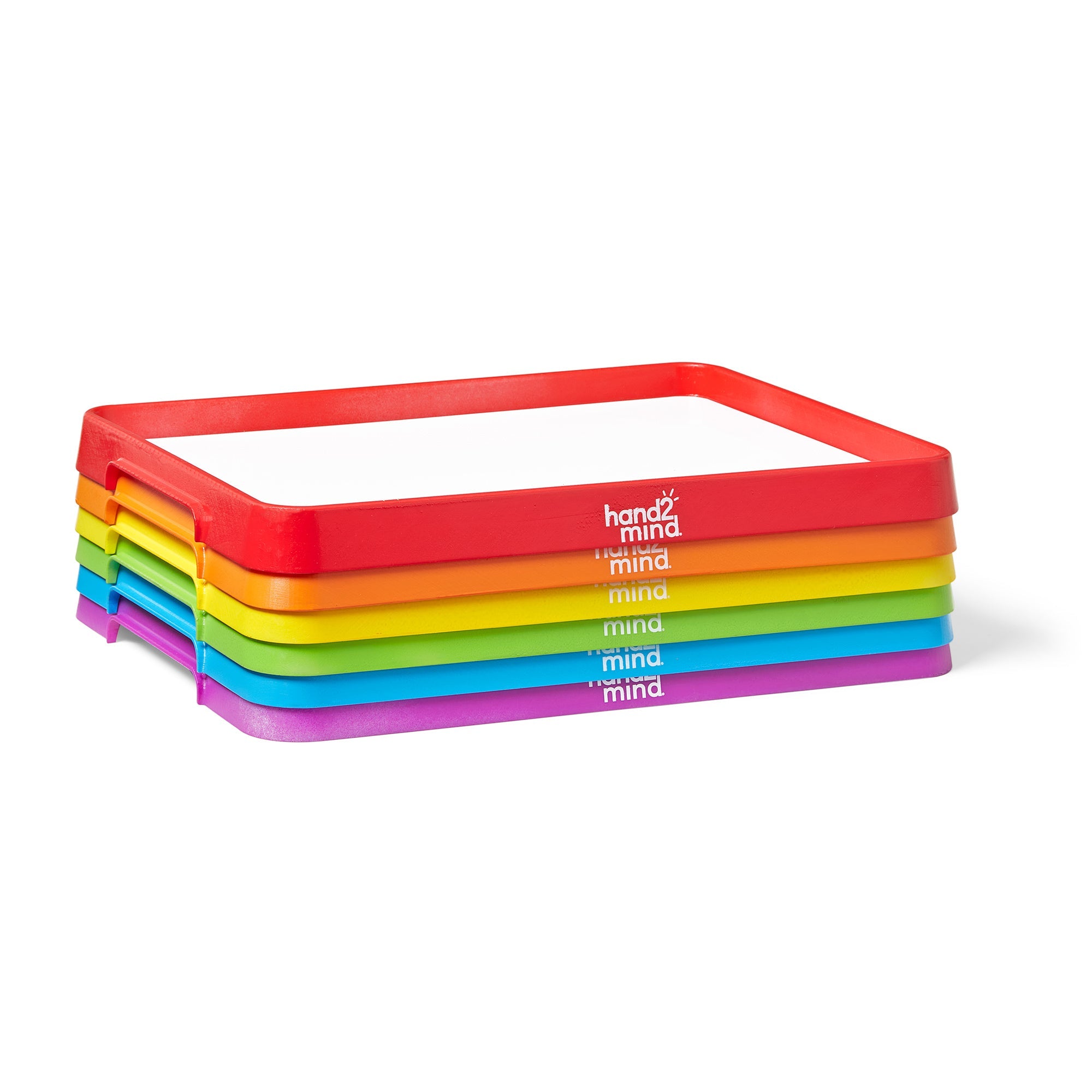 Learning Resources Magnetic Dry-Erase Activity Trays, Set of 6 Stackable Classroom Whiteboard Trays with Handles, Write-On Wipe-Off Surface for Magnetic Activities and A4 Worksheets, Ages 3 and Up