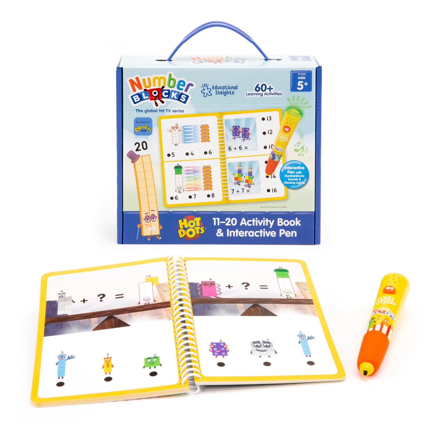Learning Resources Hot Dots Numberblocks 11–20 Activity Book and Interactive Pen, Over 60 Maths Activities for Ages 5 Plus, EI-2551