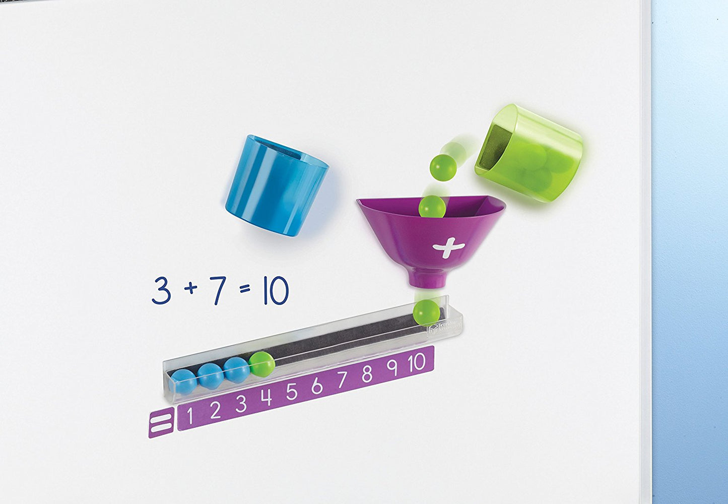 Learning Resources Magnetic Addition Machine, Interactive Front of Class Addition Activity, Includes 20 Magnetic Balls, Funnel, and Counting Tray, Ages 4+